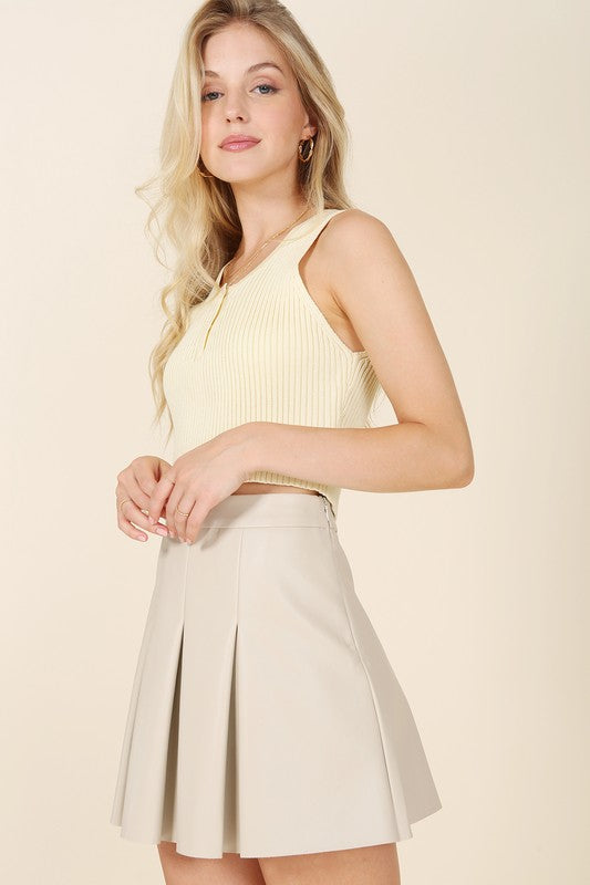 Vegan Leather Pleated Mini Skirt - Lilou