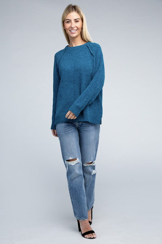 Raglan Chenille Sweater - Zenana