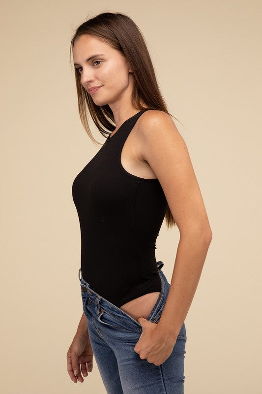 Boat Neck Sleeveless Padded Bodysuit - Zenana