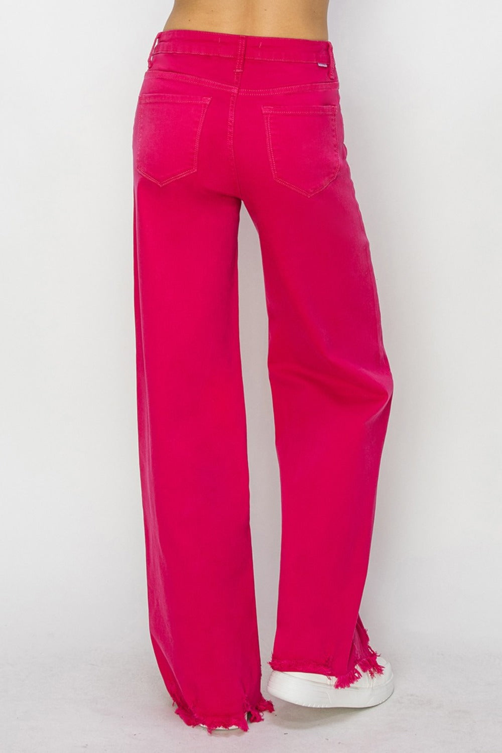 RISEN High Rise Wide Leg Jeans - Fuchsia