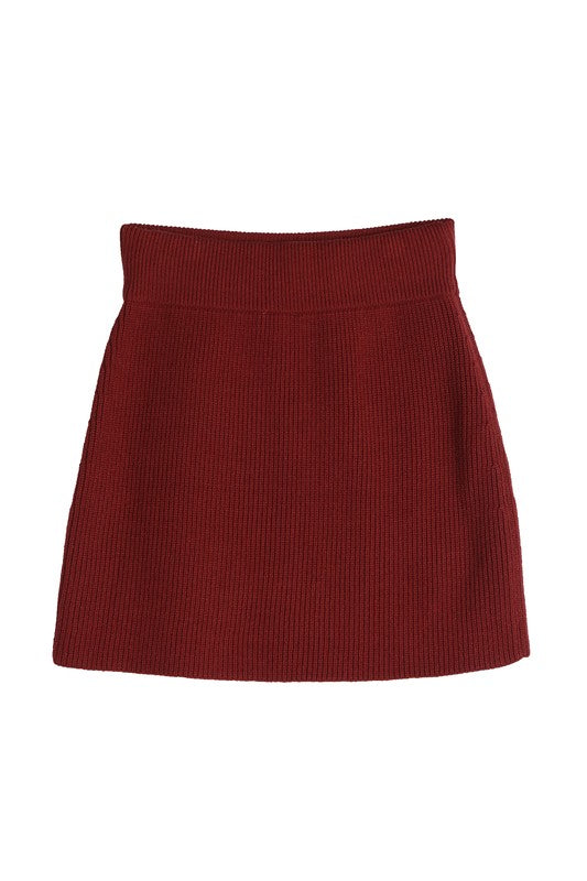 Ribbed Knit Crop Top And Skirt Set - Lilou