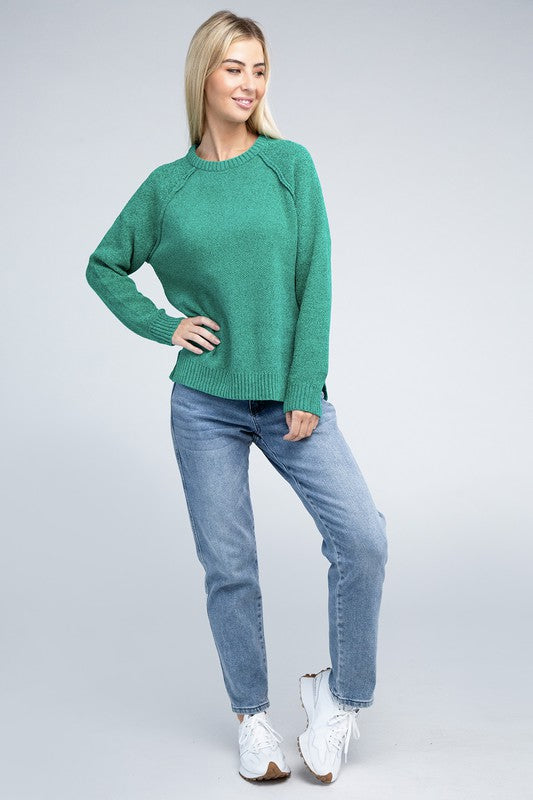 Raglan Chenille Sweater - Zenana