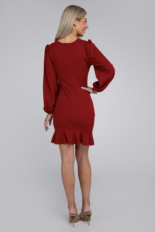 Red Ruched Bodycon Dress - Nuvi Apparel