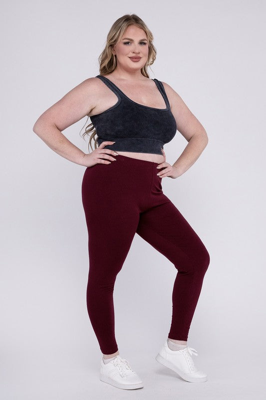 Plus Premium Cotton Full Length Leggings - Zenana