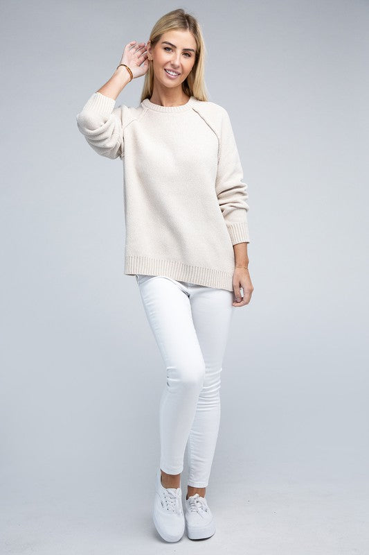 Raglan Chenille Sweater - Zenana