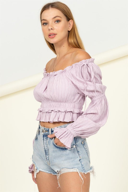 Dipped in Sugar Flounce Hem Blouse - HYFVE