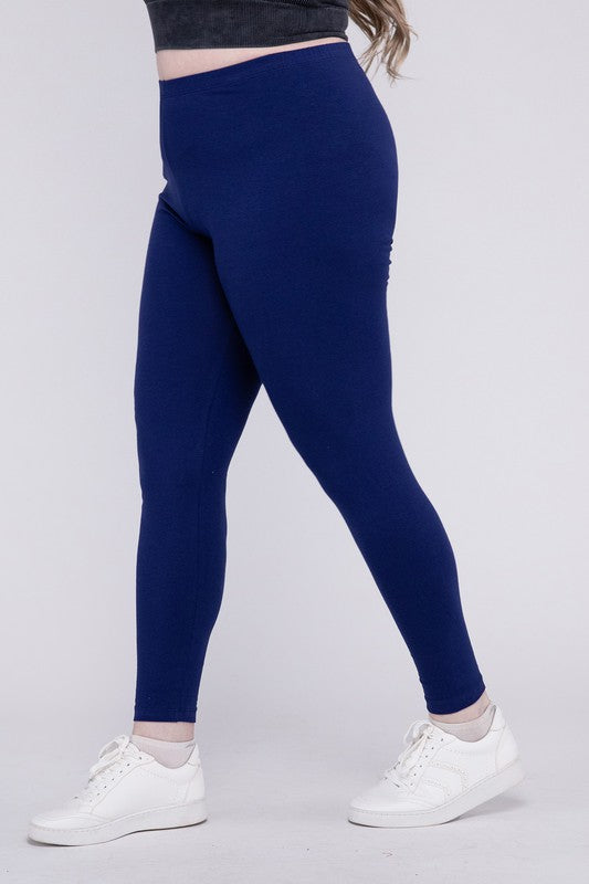 Plus Premium Cotton Full Length Leggings - Zenana