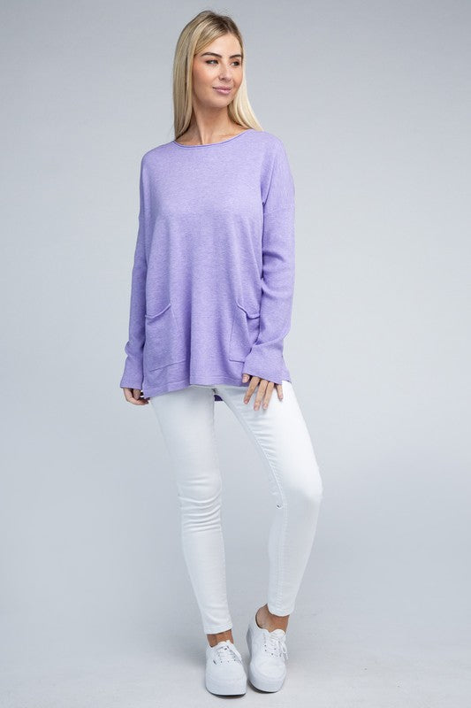 Viscose Front Pockets Sweater - Zenana