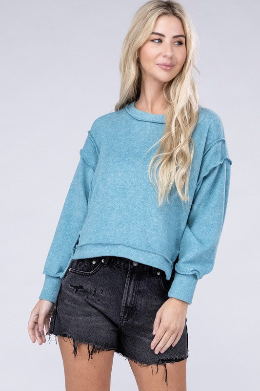 Brushed Melange Hacci Oversized Sweater - Zenana