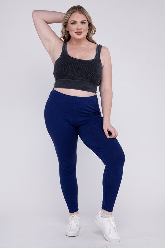 Plus Premium Cotton Full Length Leggings - Zenana