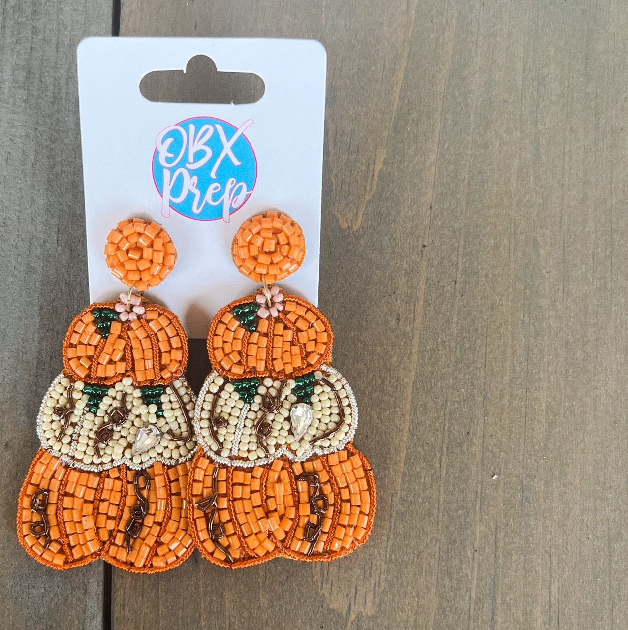 Triple Pumpkin Seed Bead Drop Earrings.