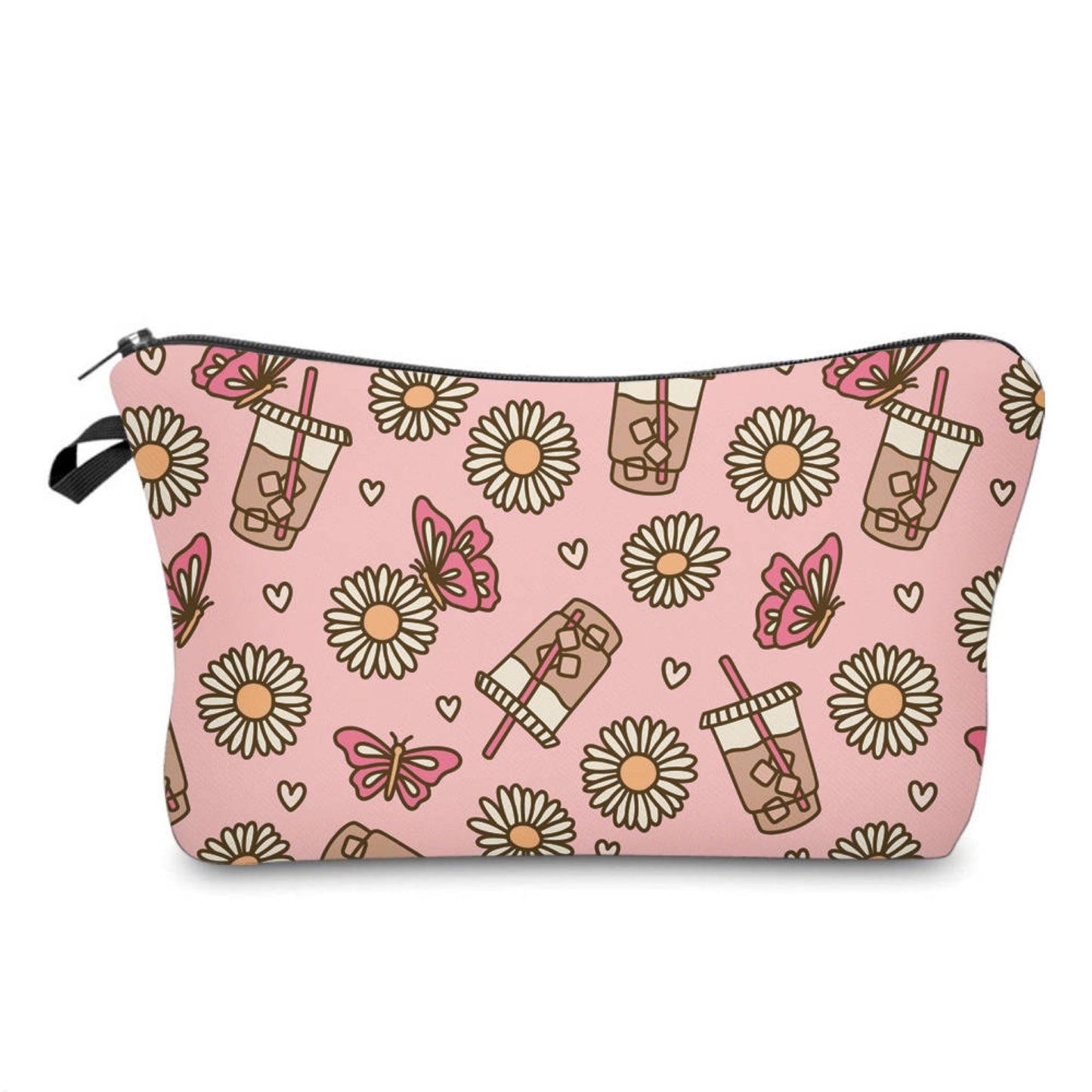 Pouch - Coffee, Pink Iced Coffee Daisy