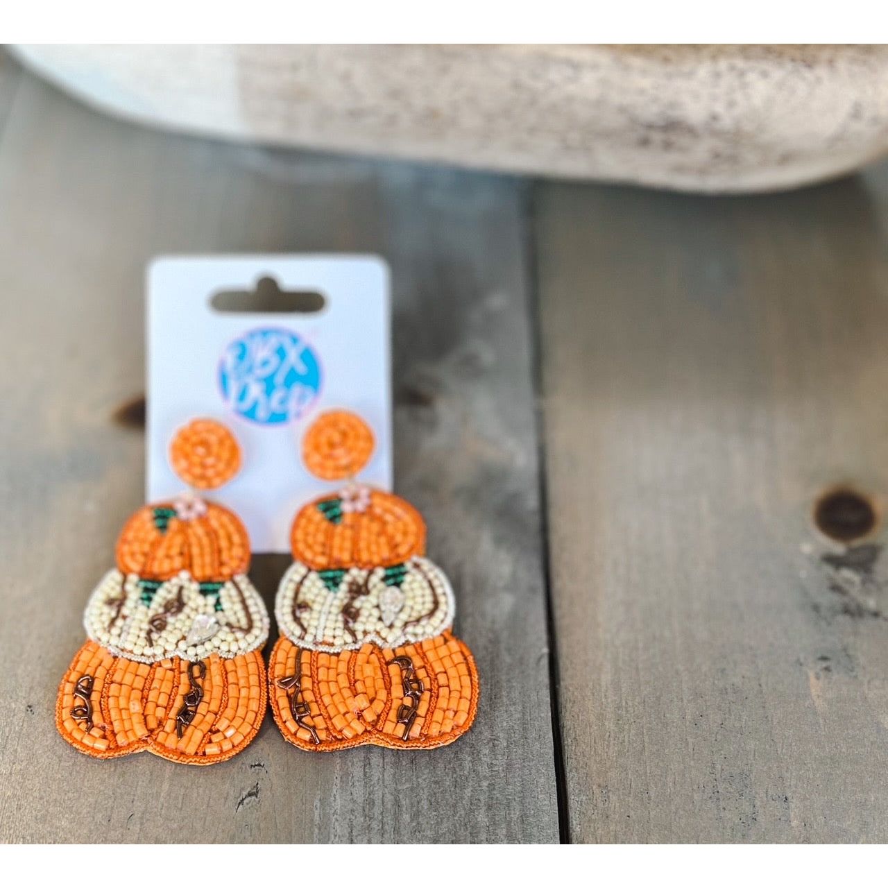 Triple Pumpkin Seed Bead Drop Earrings.