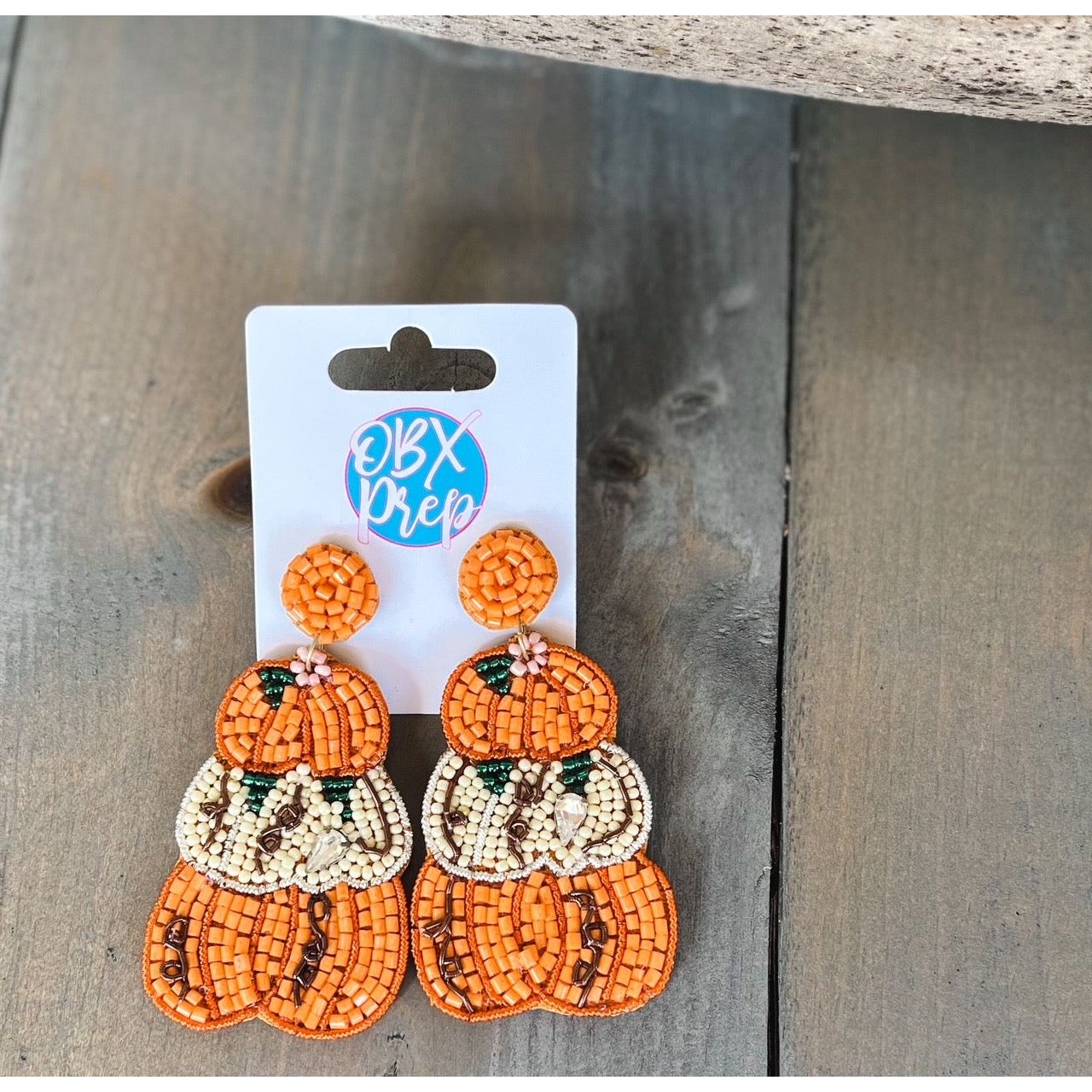 Triple Pumpkin Seed Bead Drop Earrings.