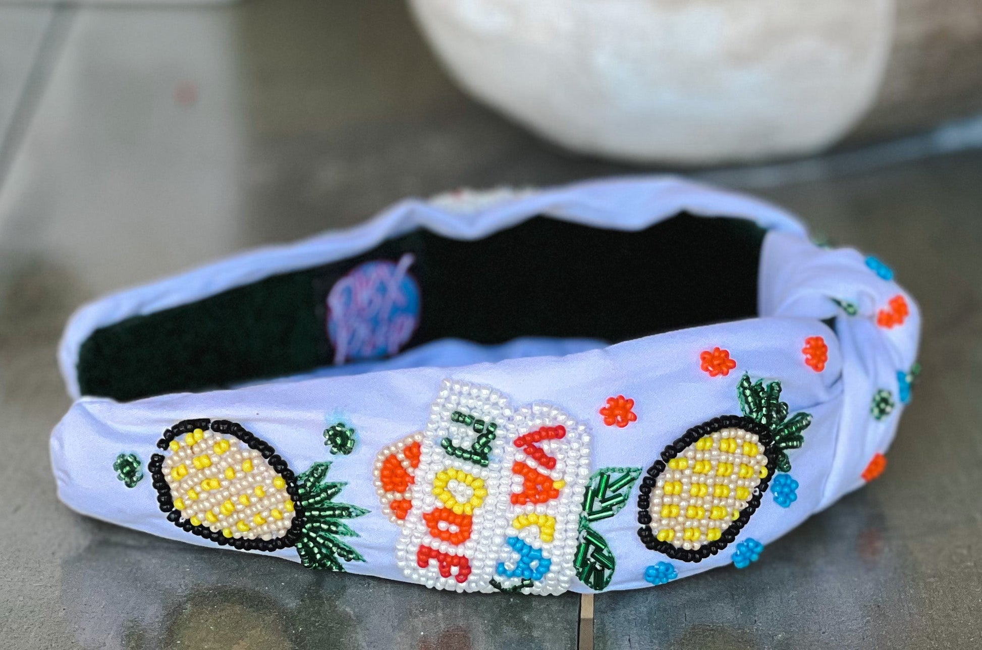 Vacay Vibes Pineapple Seed Beaded Top Knot Headband