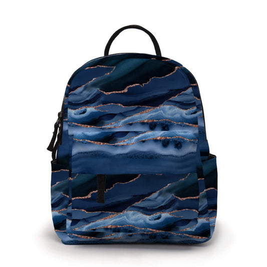 Mini Backpack - Marble Deep Blue Glitter
