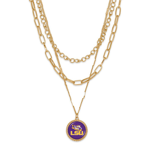 Collegiate Gold Chain Charm Necklace - LSU
