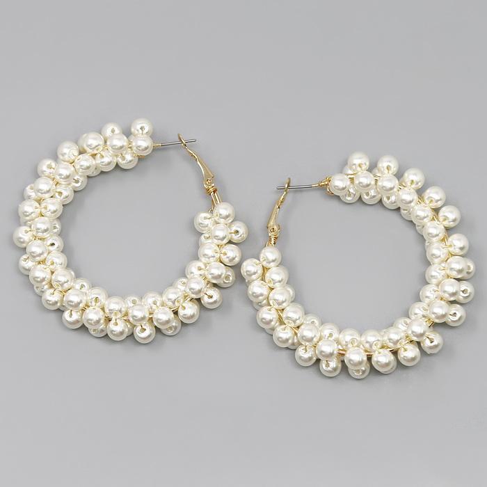 Pearl Wrapped Hoop Earrings