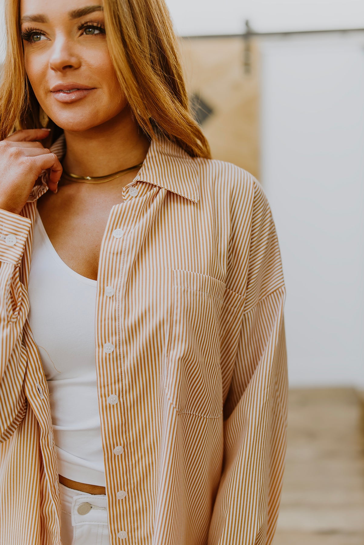 Easy On The Eyes Striped Button Up - Zenana