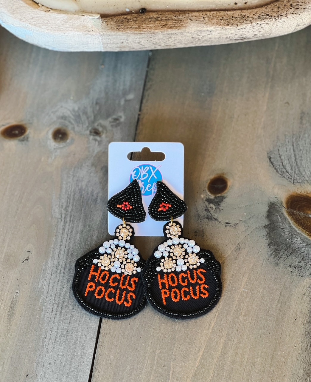 Hocus Pocus Cauldron Halloween Seed Bead Dangle Earrings