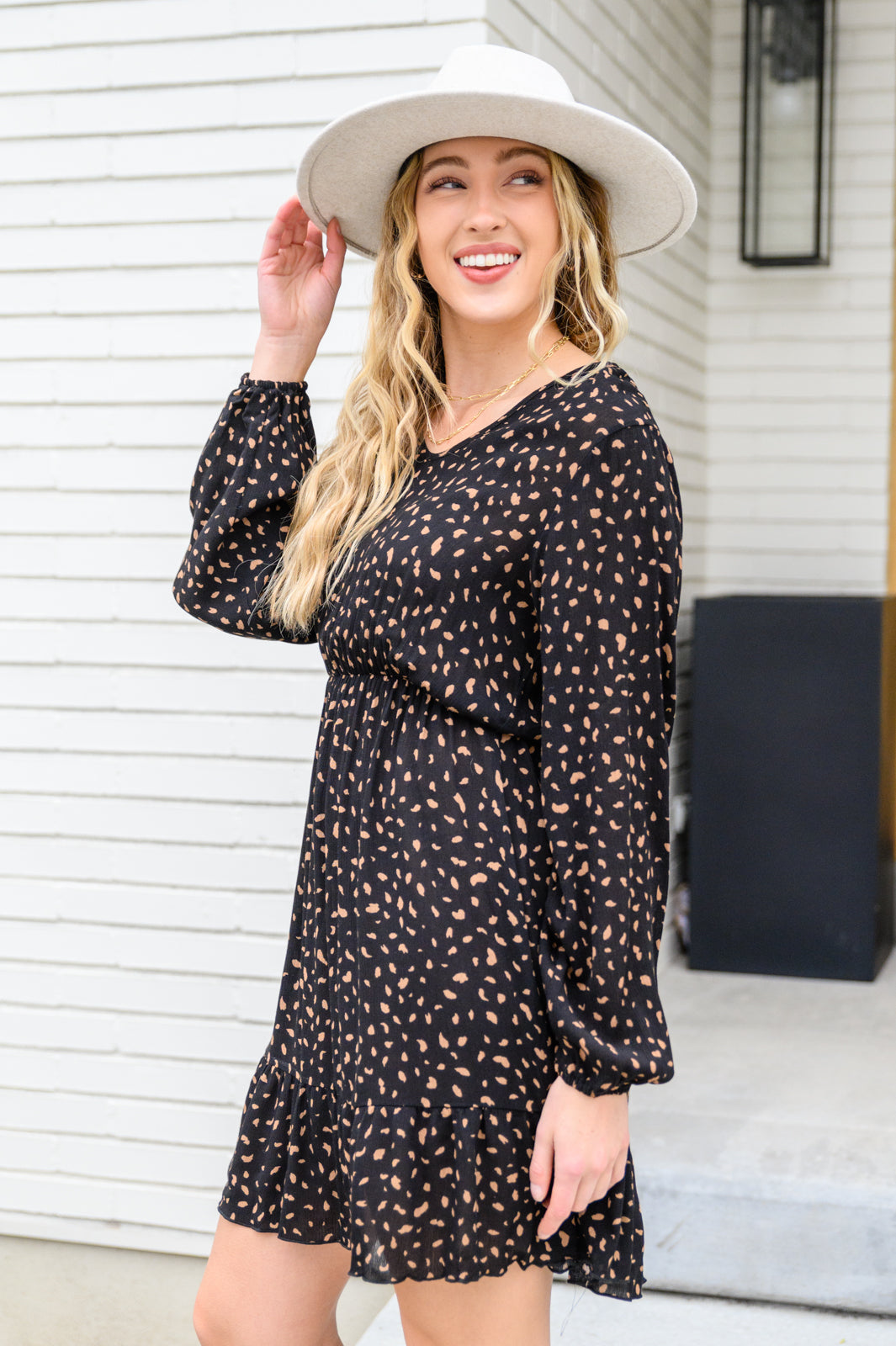 Now N Forever Make Your Happiness Long Sleeve Dress in Black