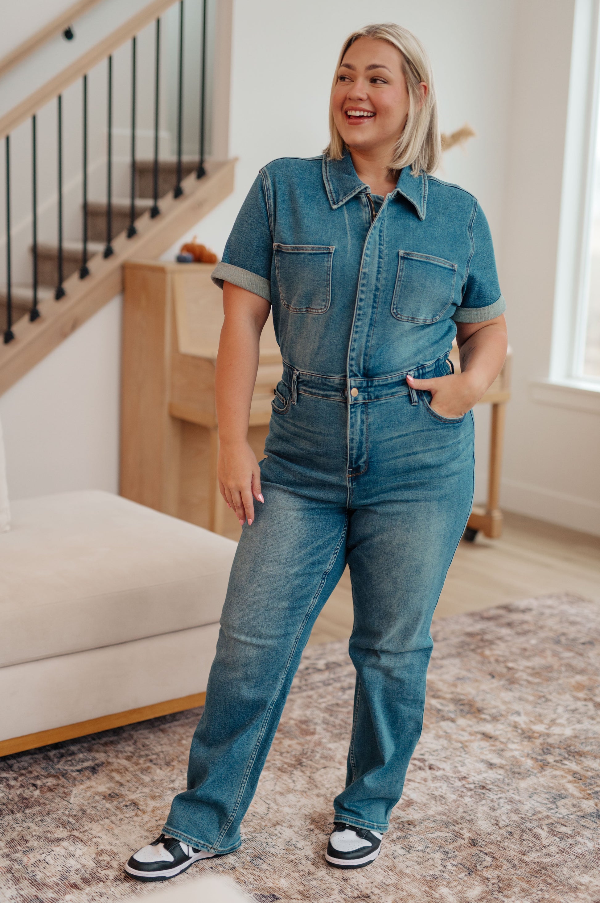 Sylvia Short Sleeve Denim Jumpsuit - Judy Blue