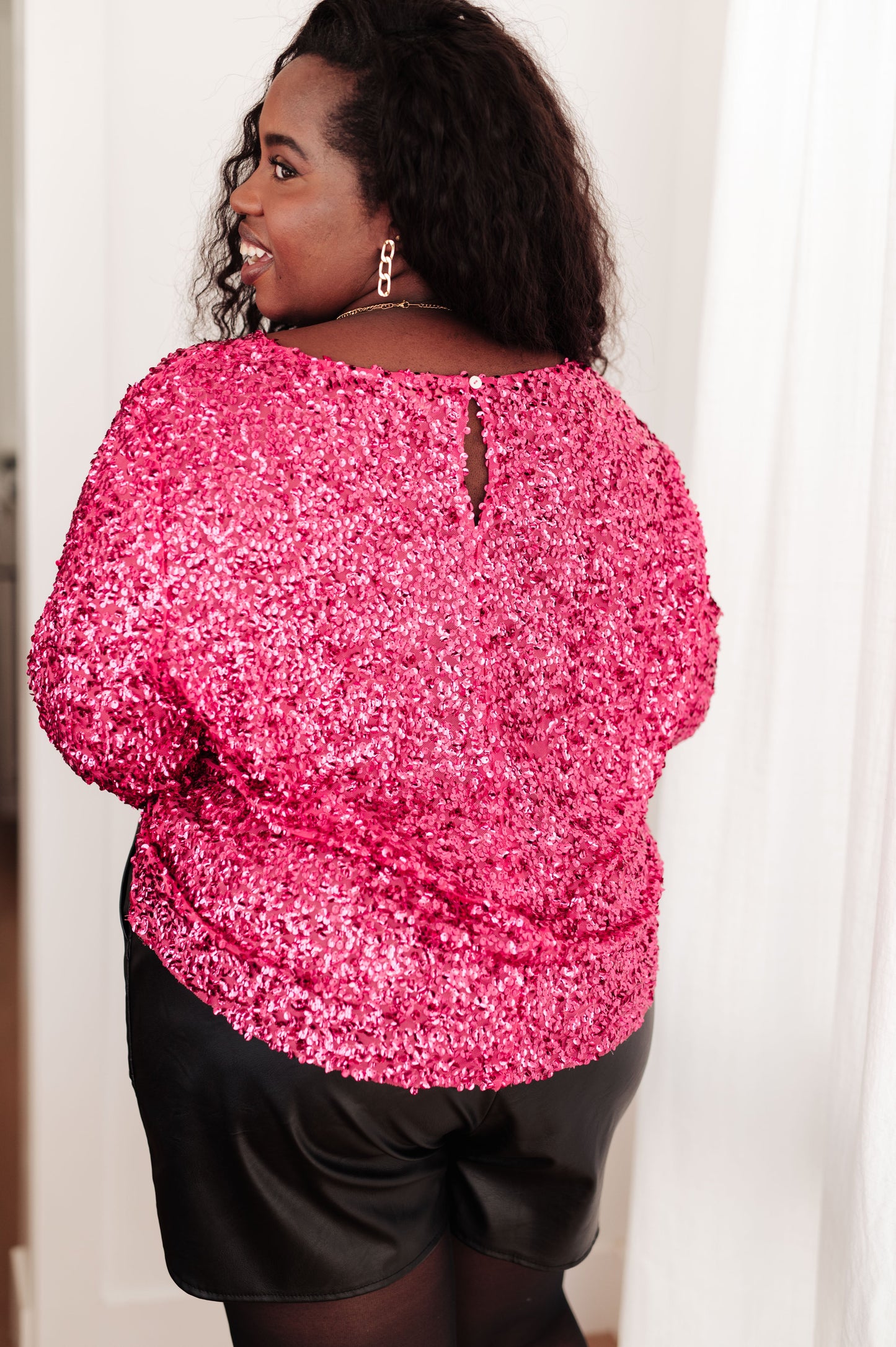You Found Me Sequin Top in Fuchsia - GeeGee