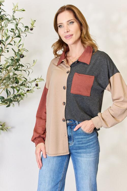 Heimish Color Block Button Down Shacket