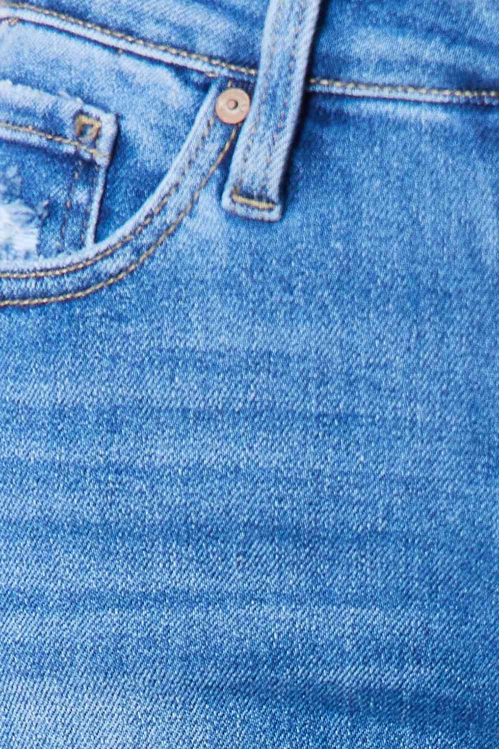Kancan Distressed Raw Hem Bootcut Jeans