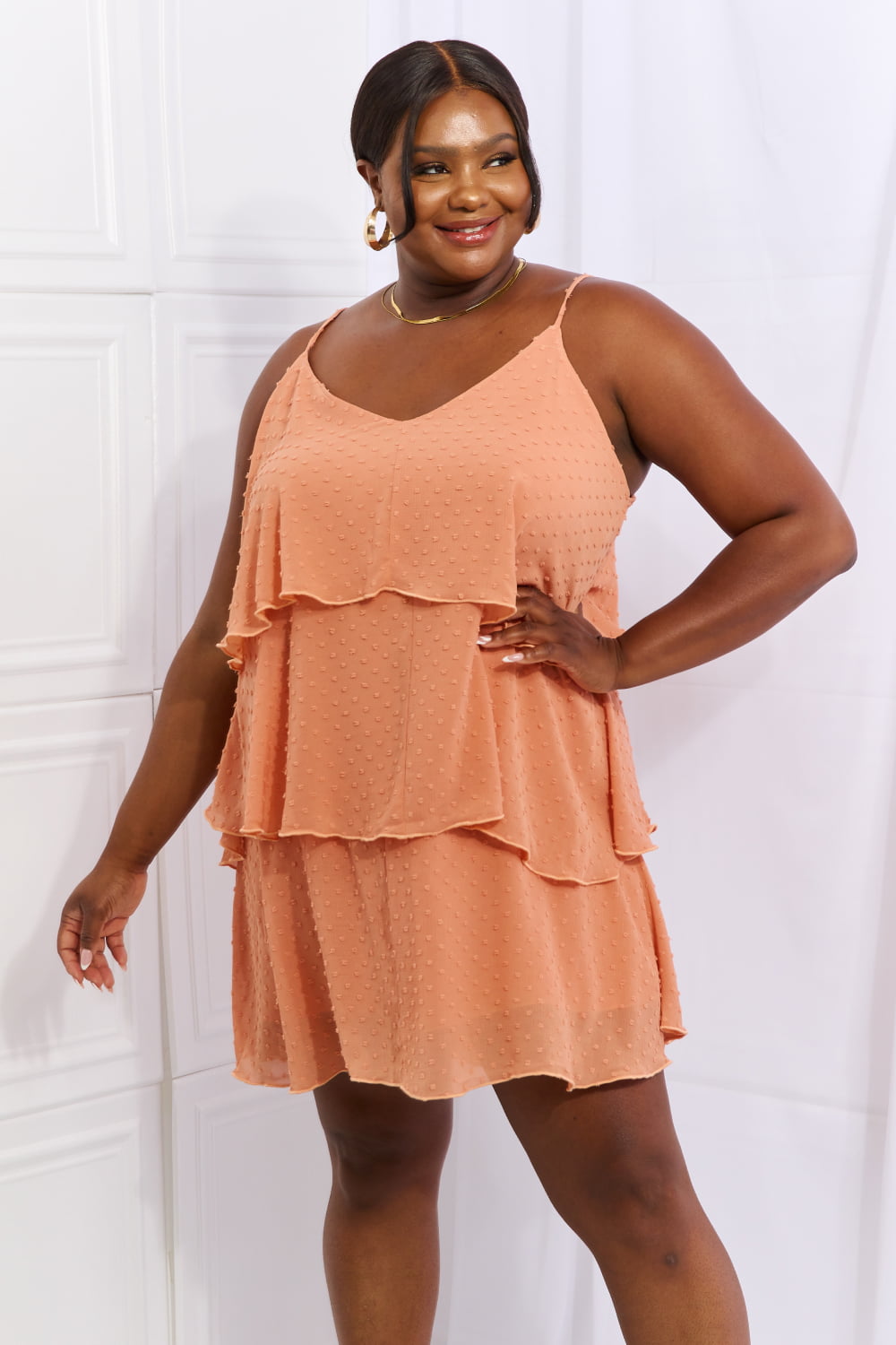 Culture Code By The River Cascade Ruffle Style Cami Dress in Sherbet