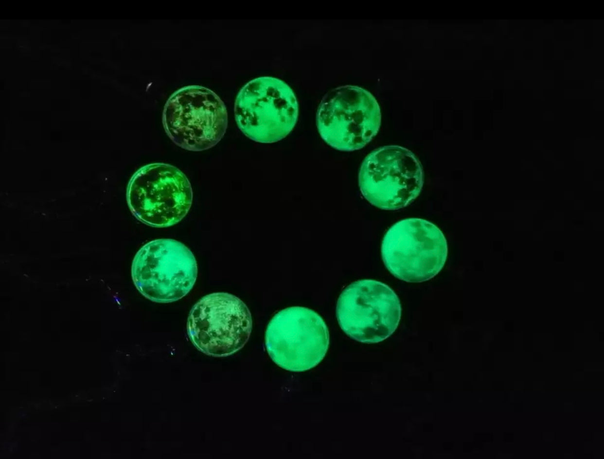 Glass Dome Earrings - Glow In The Dark Moon