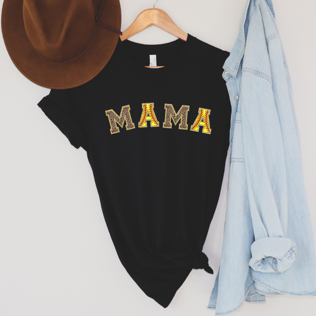Softball mama patchwork look tee / multiple color options