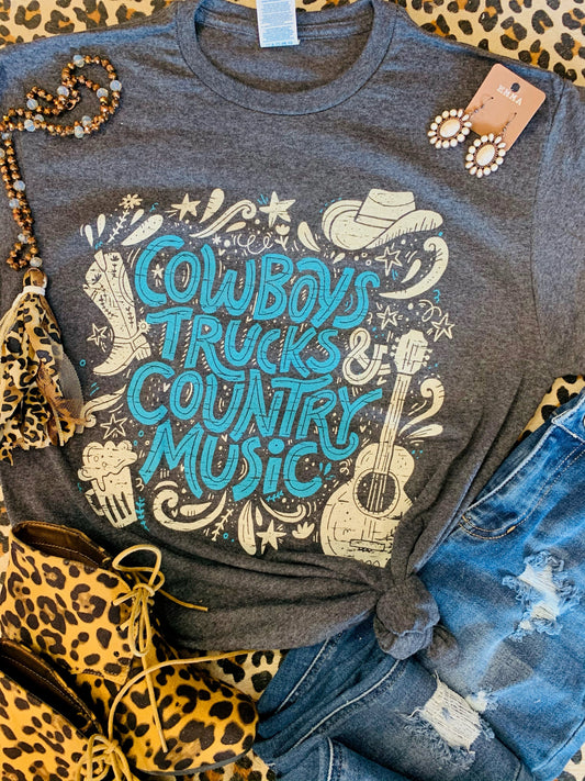 Cowboys Trucks & Country Music Tee